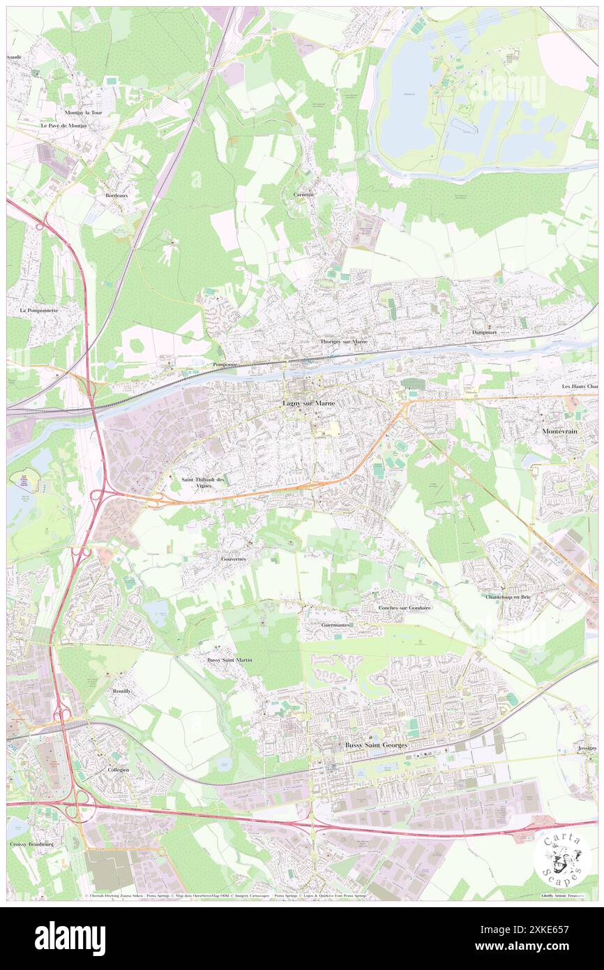 Lagny-sur-Marne, Seine-et-Marne, FR, Francia, Île-de-France, N 48 52' 41'', N 2 42' 25'', MAP, Cartascapes Map pubblicata nel 2024. Esplora Cartascapes, una mappa che rivela i diversi paesaggi, culture ed ecosistemi della Terra. Viaggia attraverso il tempo e lo spazio, scoprendo l'interconnessione del passato, del presente e del futuro del nostro pianeta. Foto Stock