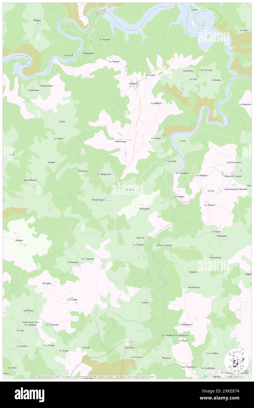 Maurines, Cantal, FR, Francia, Auvergne-Rhône-Alpes, N 44 52' 14'', N 3 5' 8'', MAP, Cartascapes Map pubblicata nel 2024. Esplora Cartascapes, una mappa che rivela i diversi paesaggi, culture ed ecosistemi della Terra. Viaggia attraverso il tempo e lo spazio, scoprendo l'interconnessione del passato, del presente e del futuro del nostro pianeta. Foto Stock