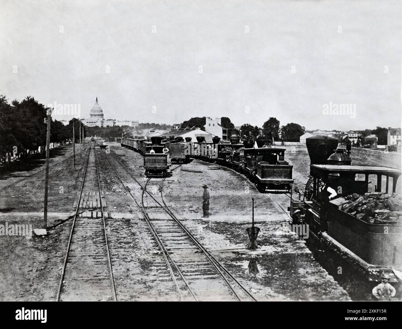 Washington D.C. 1863 motori a legna immagazzinati a Washington D.. C .durante la guerra civile per evitare che cadessero nelle mani dei confederati in caso di raid ad Alexandria, Virginia. Foto Stock