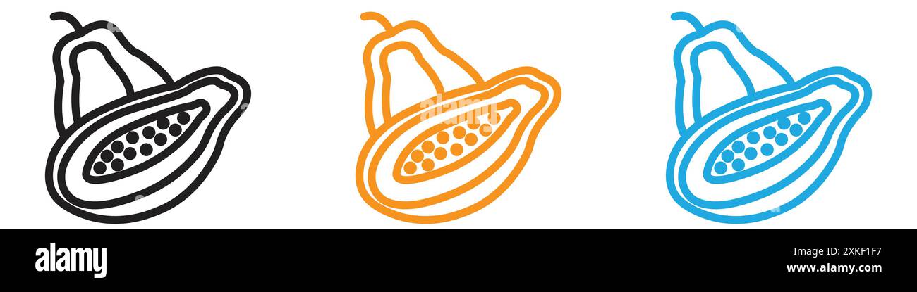 Set di logo vettoriale con icona papaya o gruppo pacchetto Illustrazione Vettoriale