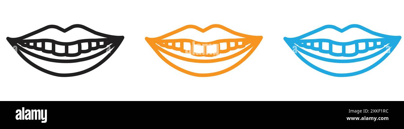 smile with teeth icon vector logo set collection o pacchetto Illustrazione Vettoriale