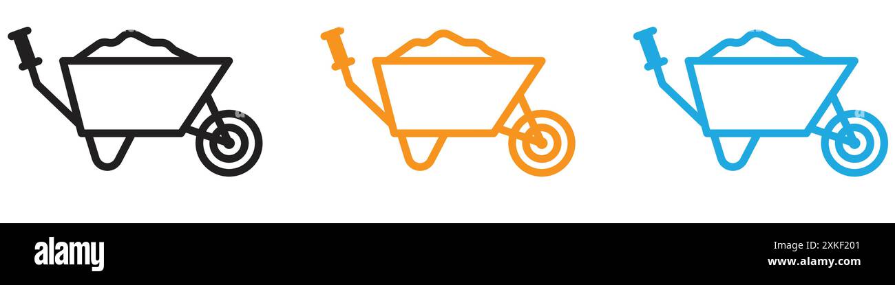 set di logo vettoriale icona scarico carriola o gruppo pacchetto Illustrazione Vettoriale