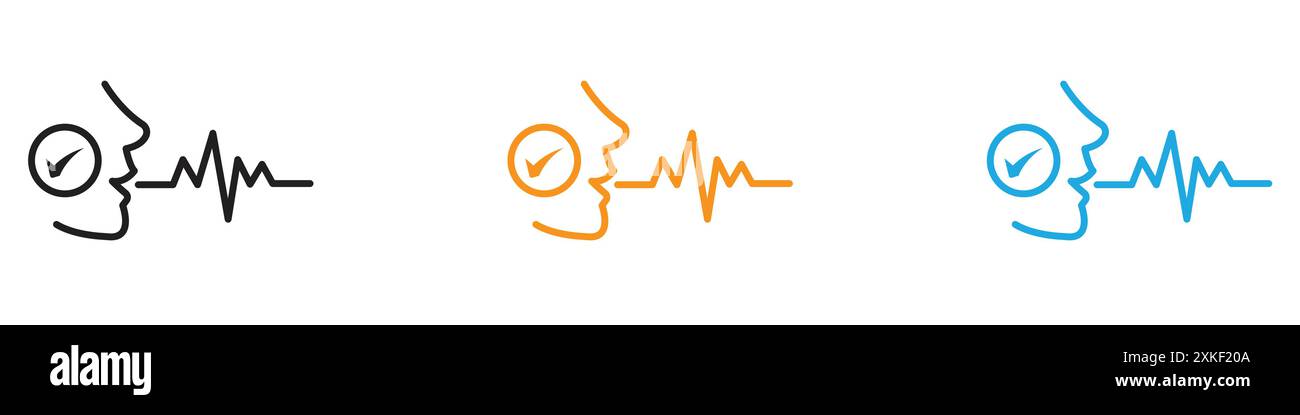 Icona di riconoscimento vocale, logo vettoriale, set di pacchetti o pacchetti Illustrazione Vettoriale