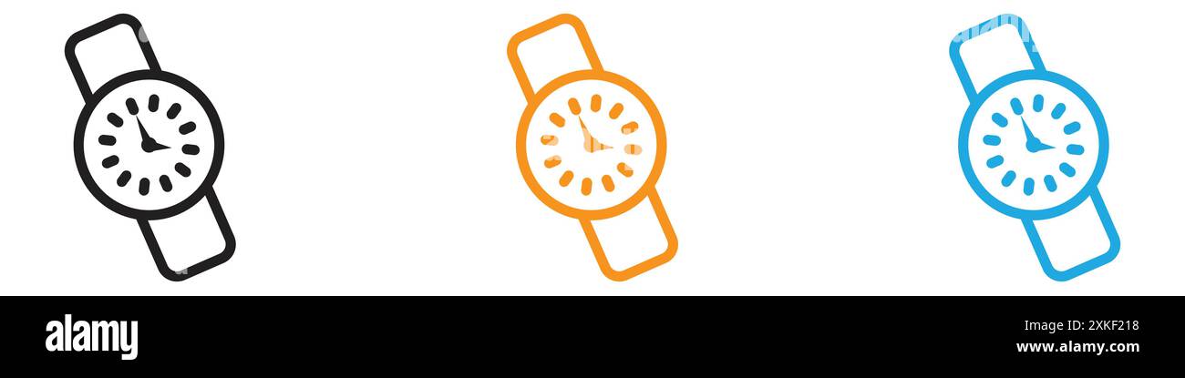 Set di logo vettoriale icona orologio da polso o gruppo pacchetto Illustrazione Vettoriale