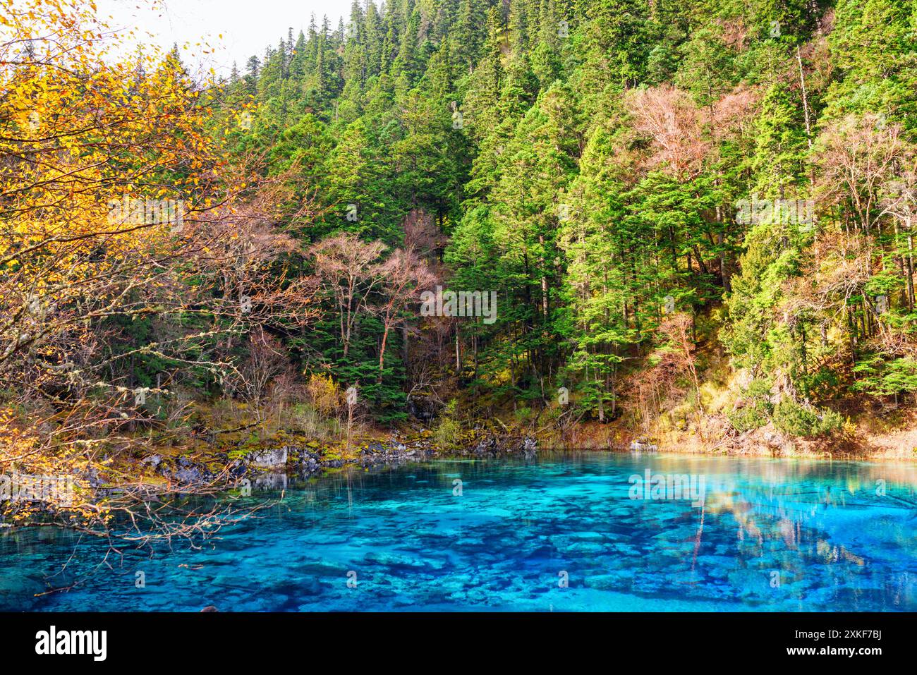 Vista della piscina a cinque colori (il laghetto colorato) Foto Stock
