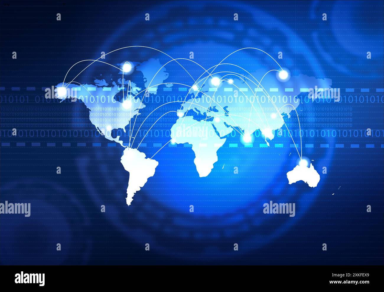 Rete di comunicazione globale. Illustrazione digitale Foto Stock