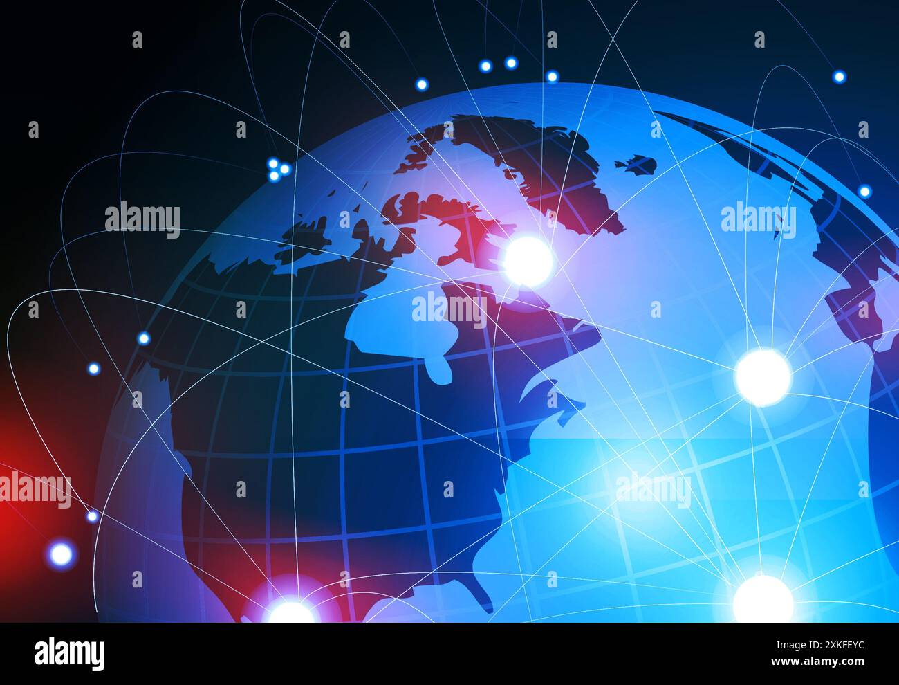 connessioni alla rete di comunicazione globale. illustrazione 3d. Foto Stock