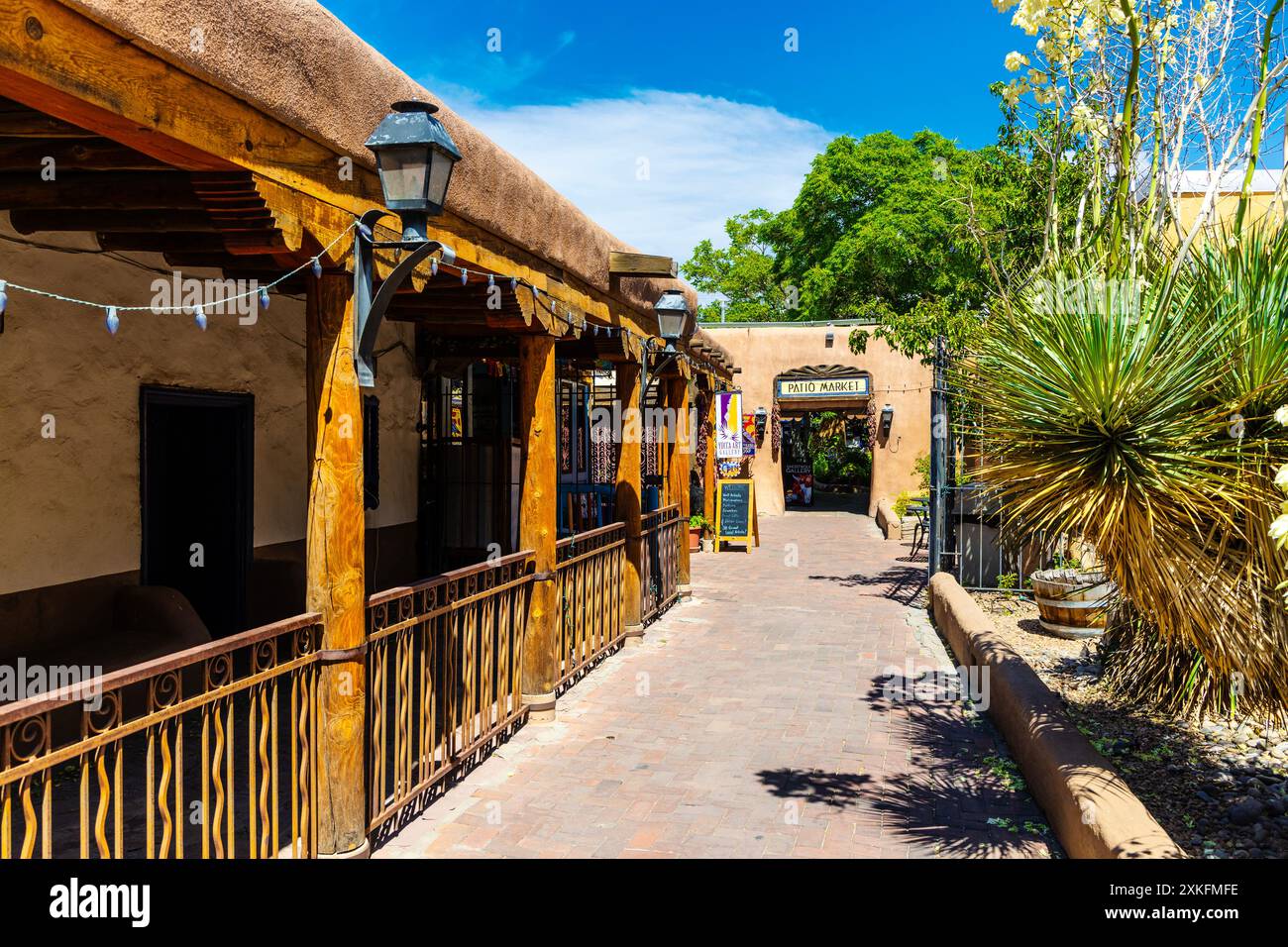 Ingresso al mercato Patio nella città vecchia, Albuquerque, New Mexico, USA Foto Stock