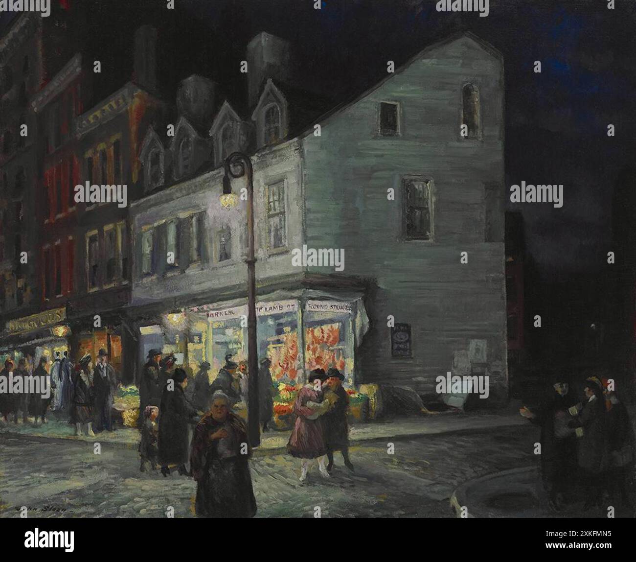John Sloan - Bleecker Street, sabato sera - 2005,1 - Crystal Bridges Museum of American Art Foto Stock