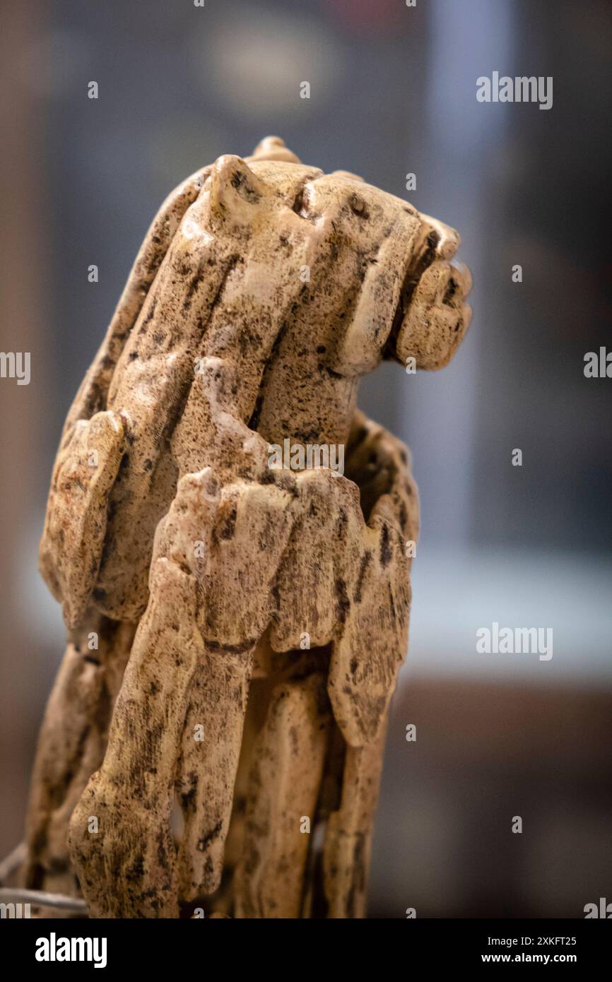 leone uomo da Stadel, scultura avorio di mammut paleolitico superiore, replica, Museo de la evolución humana, MEH, Burgos, Spagna. Foto Stock
