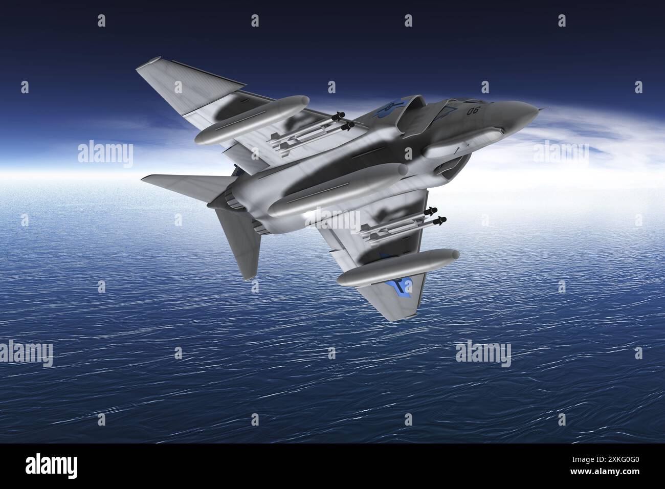 un jet da caccia che sorvola l'atlantico Foto Stock