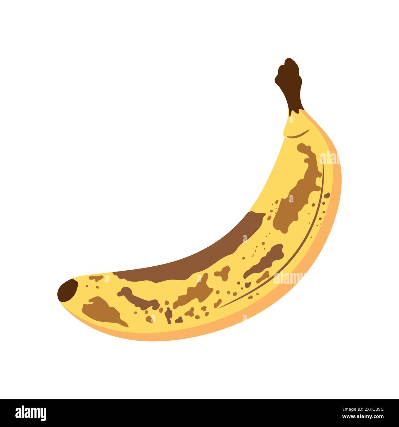 Frutti di banane troppo maturi in stile piatto isolati su sfondo bianco. Banana cartoni animati con macchie marroni. Illustrazione vettoriale Illustrazione Vettoriale