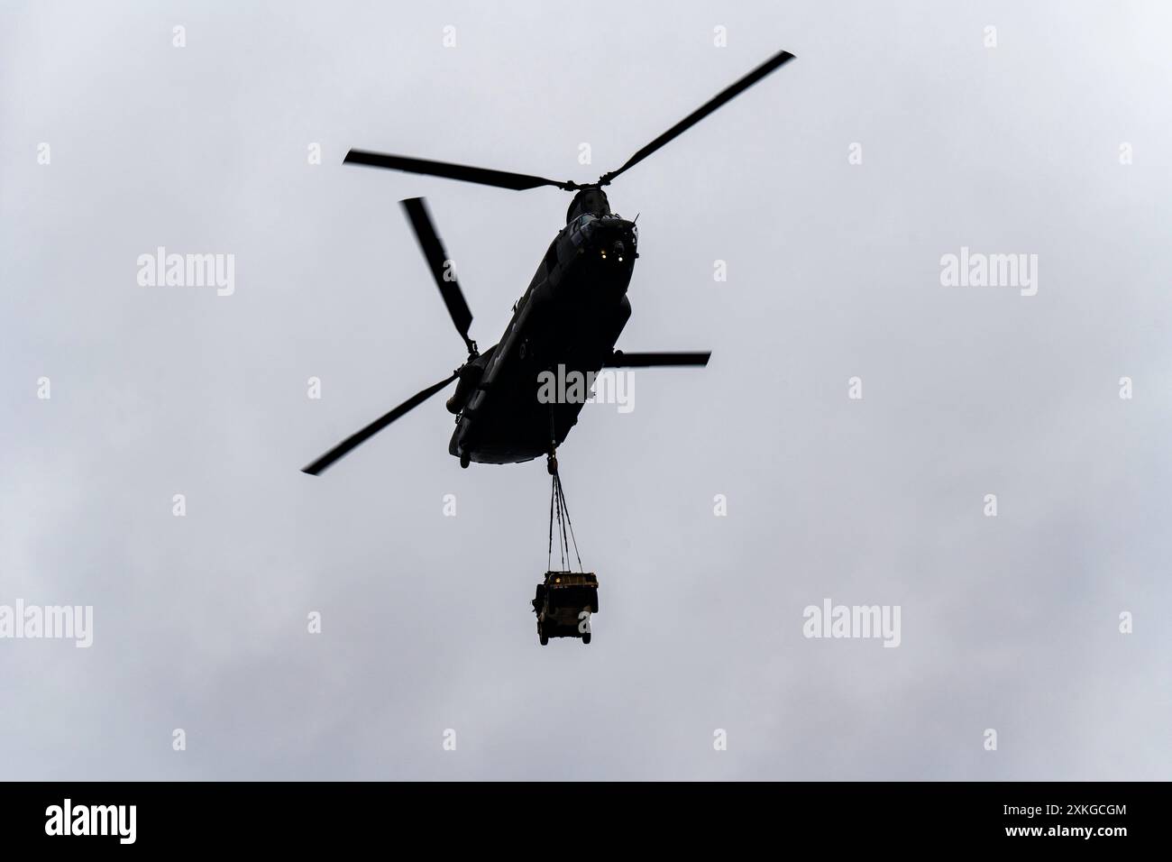 Elicottero RAF Chinook Sutton Sutton Regno Unito Foto Stock