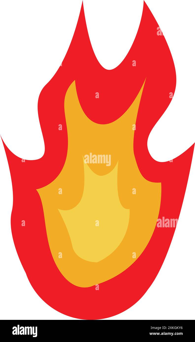 Fuoco rosso e giallo che brucia brillantemente di fiamme Illustrazione Vettoriale