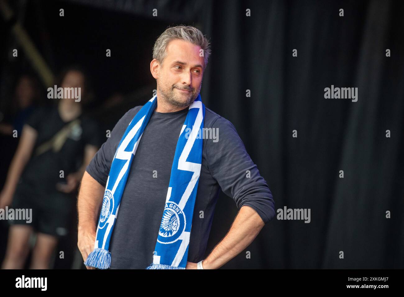 Il proprietario di Gent Sam Baro è visto durante la presentazione della squadra belga di calcio di prima divisione KAA Gent al Gentse Feesten, lunedì 22 luglio 2024 a Gent. FOTO DEL BELGA JONAS ROOSENS Foto Stock