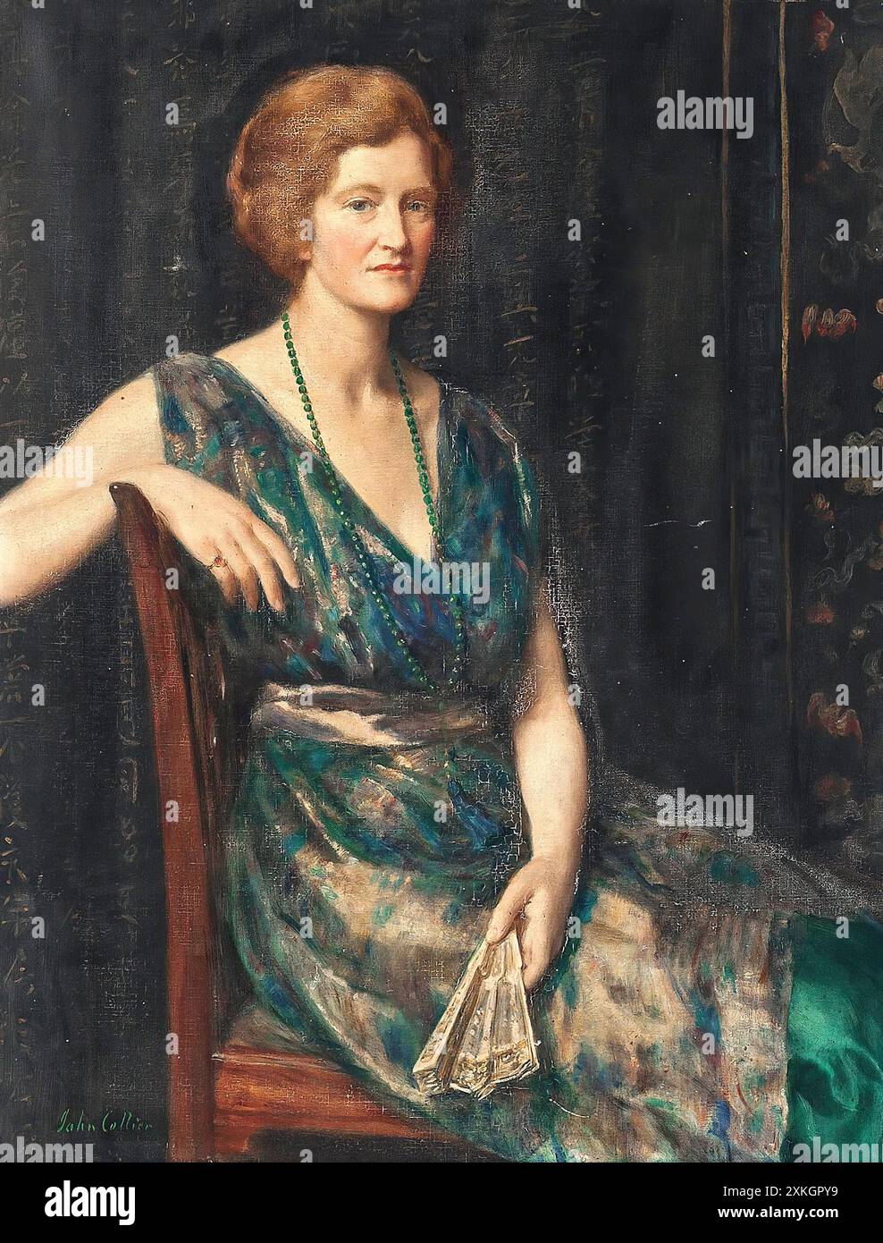 Ritratto di una signora, che si pensa sia la signora Geoffrey Pynam di Guilford, Porträt einer Dame, vermutlich Frau Geoffrey Pynam aus Guilford, Gemälde von John ma Foto Stock
