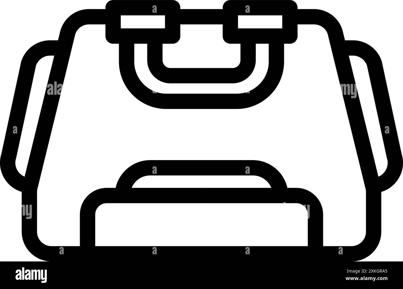 Semplice icona a forma di linea in grassetto che rappresenta una borsa da viaggio e porta il concetto di vacanza e bagaglio Illustrazione Vettoriale