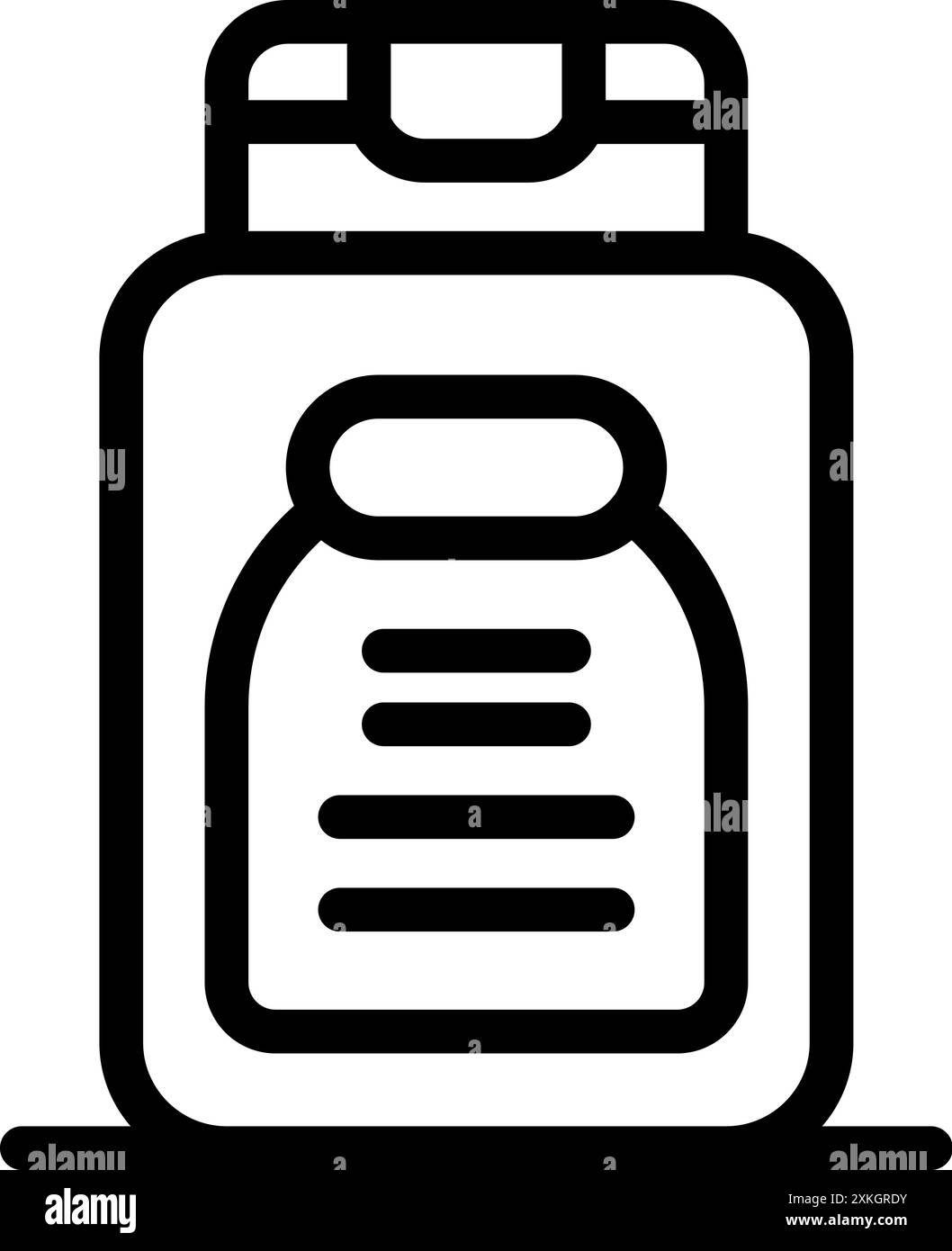 Icona a linea di uno shampoo o di una bottiglia di gel doccia in piedi su uno scaffale in bagno Illustrazione Vettoriale