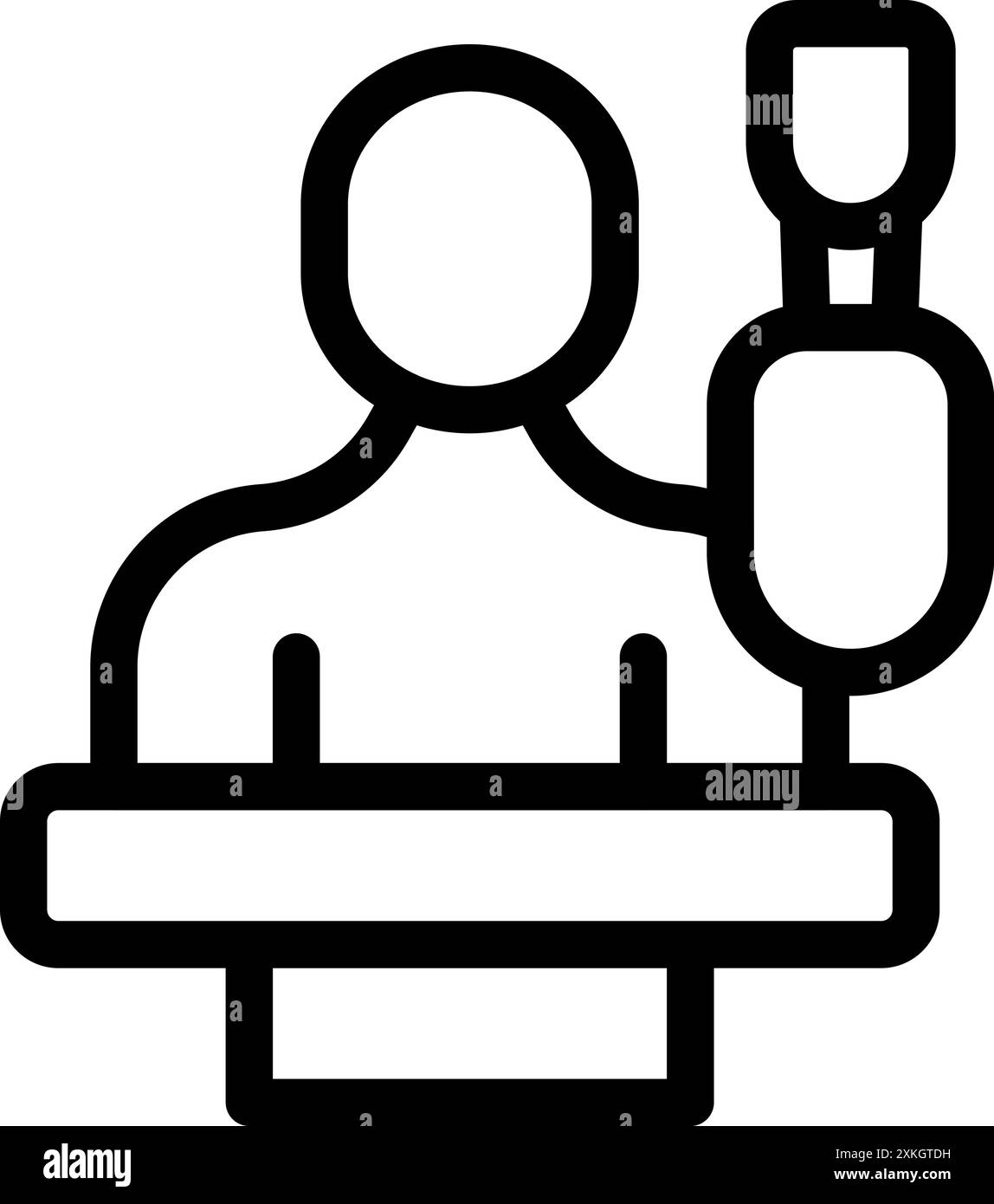 Il politico sta parlando su un podio con un microfono, forse tenendo un discorso di campagna o rivolgendosi al pubblico Illustrazione Vettoriale