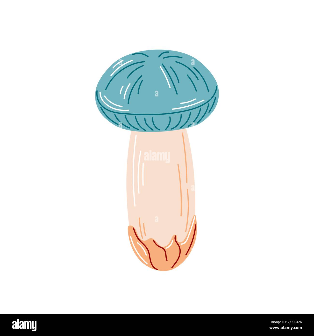 Funghi forestali commestibili in stile piatto. Fungo autunnale, cappello e gambo. Illustrazione vettoriale isolata su sfondo bianco. Illustrazione Vettoriale
