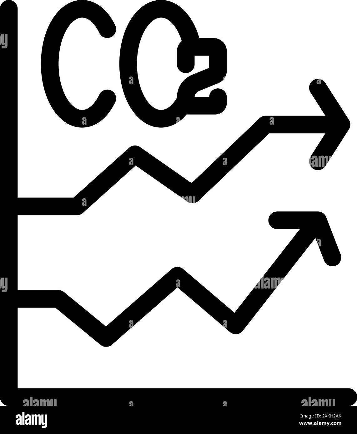 Grafico a linee che mostra l'aumento delle emissioni di co2 in un determinato periodo di tempo Illustrazione Vettoriale