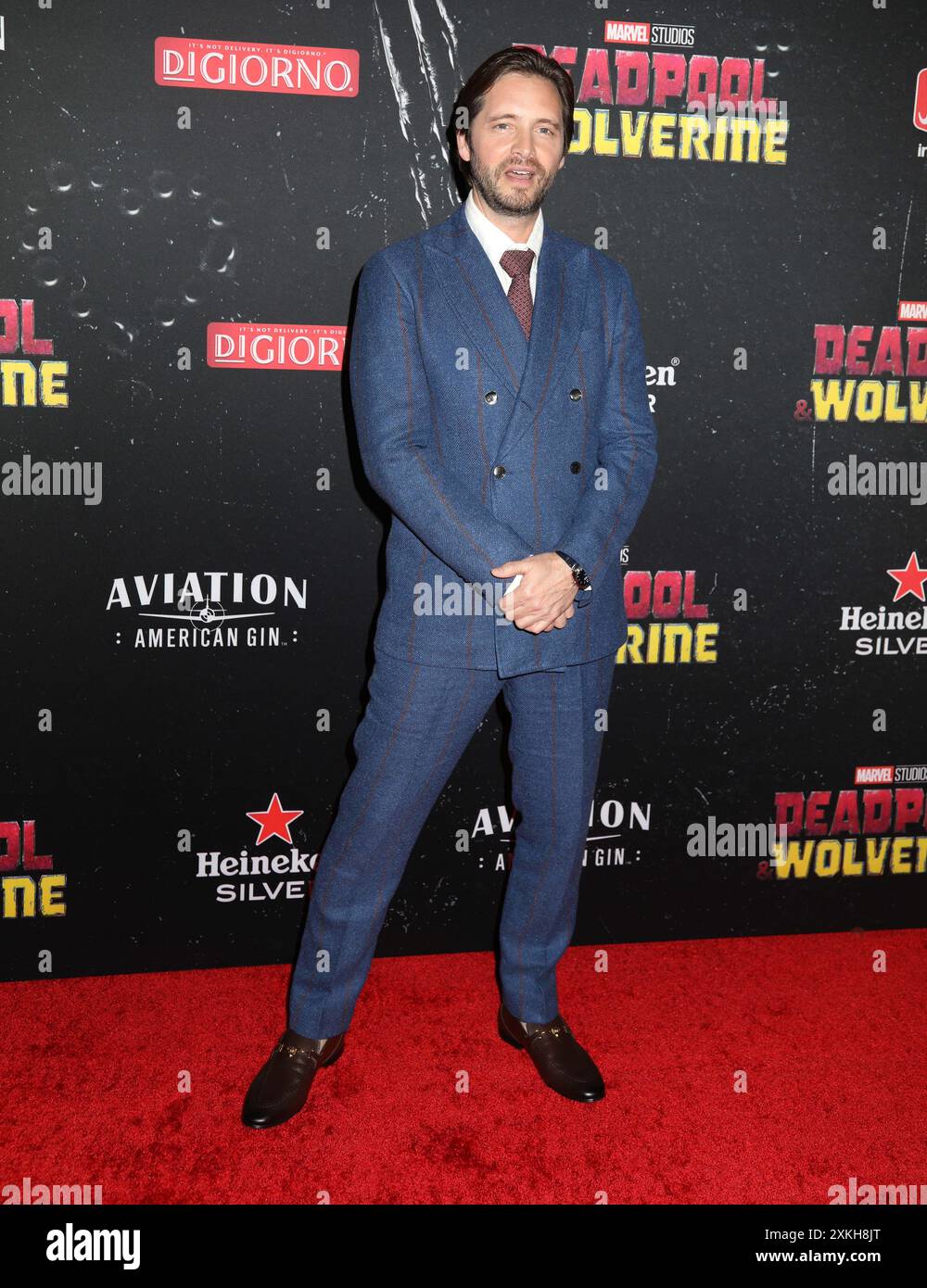 22 luglio 2024, New York, New York, USA: L'attore AARON STANFORD ha visto alla prima mondiale di Deadpool e Wolverine tenutasi al David H. Koch Theater al Lincoln Center. (Credit Image: © Nancy Kaszerman/ZUMA Press Wire) SOLO PER USO EDITORIALE! Non per USO commerciale! Foto Stock