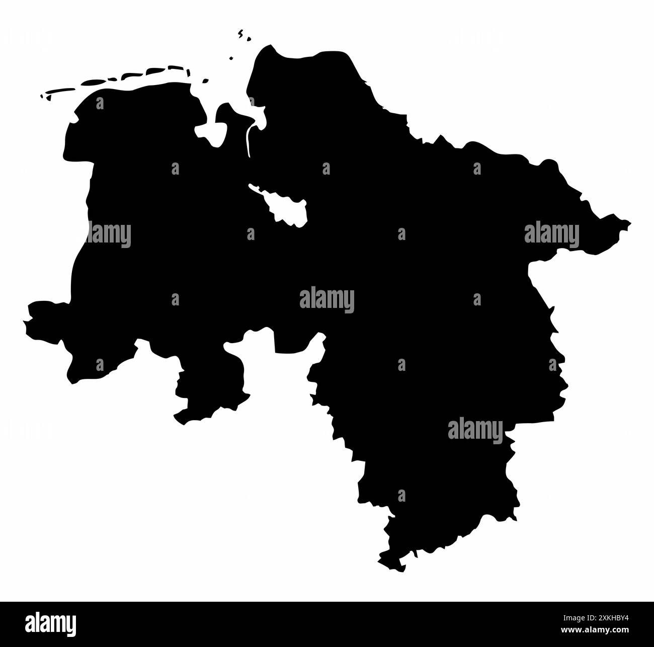 Mappa della sagoma della bassa Sassonia isolata su sfondo bianco, Germania Illustrazione Vettoriale