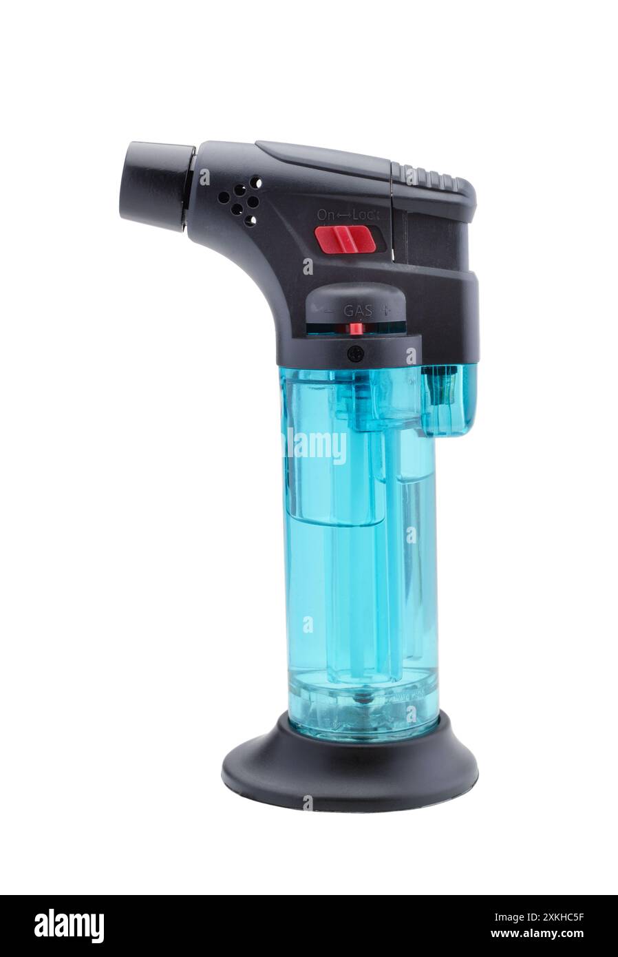 Potente bruciatore a gas portatile isolato su bianco. Foto Stock Potente bruciatore a gas portatile isolato su bianco. Foto Stock