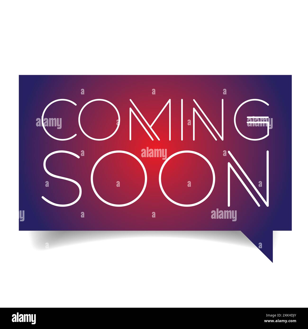 Presto disponibile, blu bolla di discorso Illustrazione Vettoriale