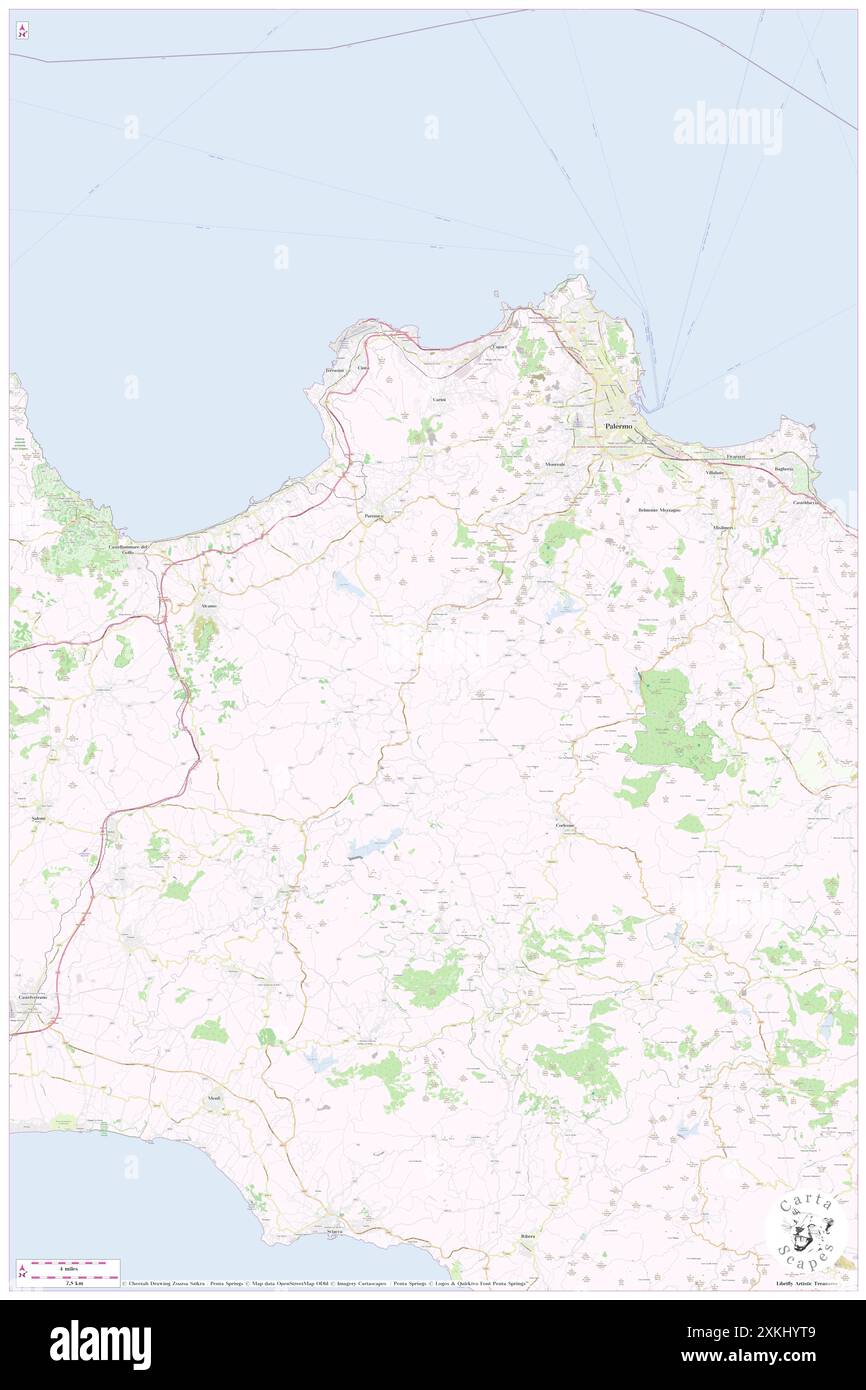 Monreale, Palermo, IT, Italia, Sicilia, N 38 4' 52'', N 13 17' 22'', MAP, Cartascapes Map pubblicata nel 2024. Esplora Cartascapes, una mappa che rivela i diversi paesaggi, culture ed ecosistemi della Terra. Viaggia attraverso il tempo e lo spazio, scoprendo l'interconnessione del passato, del presente e del futuro del nostro pianeta. Foto Stock