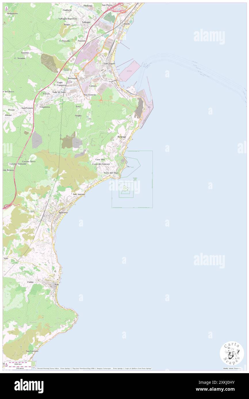 Isola di Bergeggi, IT, Italia, Liguria, N 44 14' 5'', N 8 26' 40'', mappa, Cartascapes Mappa pubblicata nel 2024. Esplora Cartascapes, una mappa che rivela i diversi paesaggi, culture ed ecosistemi della Terra. Viaggia attraverso il tempo e lo spazio, scoprendo l'interconnessione del passato, del presente e del futuro del nostro pianeta. Foto Stock