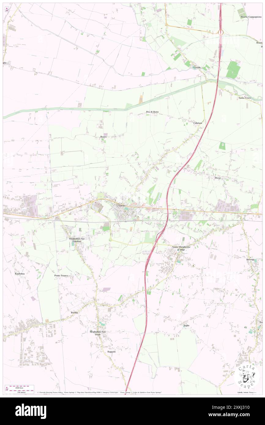 Saletto, Provincia di Padova, IT, Italia, Veneto, N 45 13' 44'', N 11 32' 16'', MAP, Cartascapes Map pubblicata nel 2024. Esplora Cartascapes, una mappa che rivela i diversi paesaggi, culture ed ecosistemi della Terra. Viaggia attraverso il tempo e lo spazio, scoprendo l'interconnessione del passato, del presente e del futuro del nostro pianeta. Foto Stock