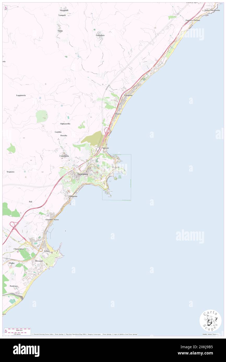 BAIA TAORMINA GRAND PALACE HOTELS SPA, Messina, IT, Italia, Sicilia, N 37 51' 12'', N 15 17' 58'', MAP, Cartascapes Map pubblicata nel 2024. Esplora Cartascapes, una mappa che rivela i diversi paesaggi, culture ed ecosistemi della Terra. Viaggia attraverso il tempo e lo spazio, scoprendo l'interconnessione del passato, del presente e del futuro del nostro pianeta. Foto Stock