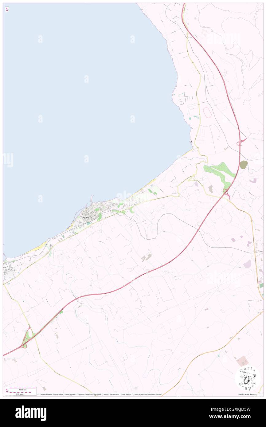 Trappeto, Palermo, IT, Italia, Sicilia, N 38 4' 7'', N 13 2' 16'', MAP, Cartascapes Map pubblicata nel 2024. Esplora Cartascapes, una mappa che rivela i diversi paesaggi, culture ed ecosistemi della Terra. Viaggia attraverso il tempo e lo spazio, scoprendo l'interconnessione del passato, del presente e del futuro del nostro pianeta. Foto Stock