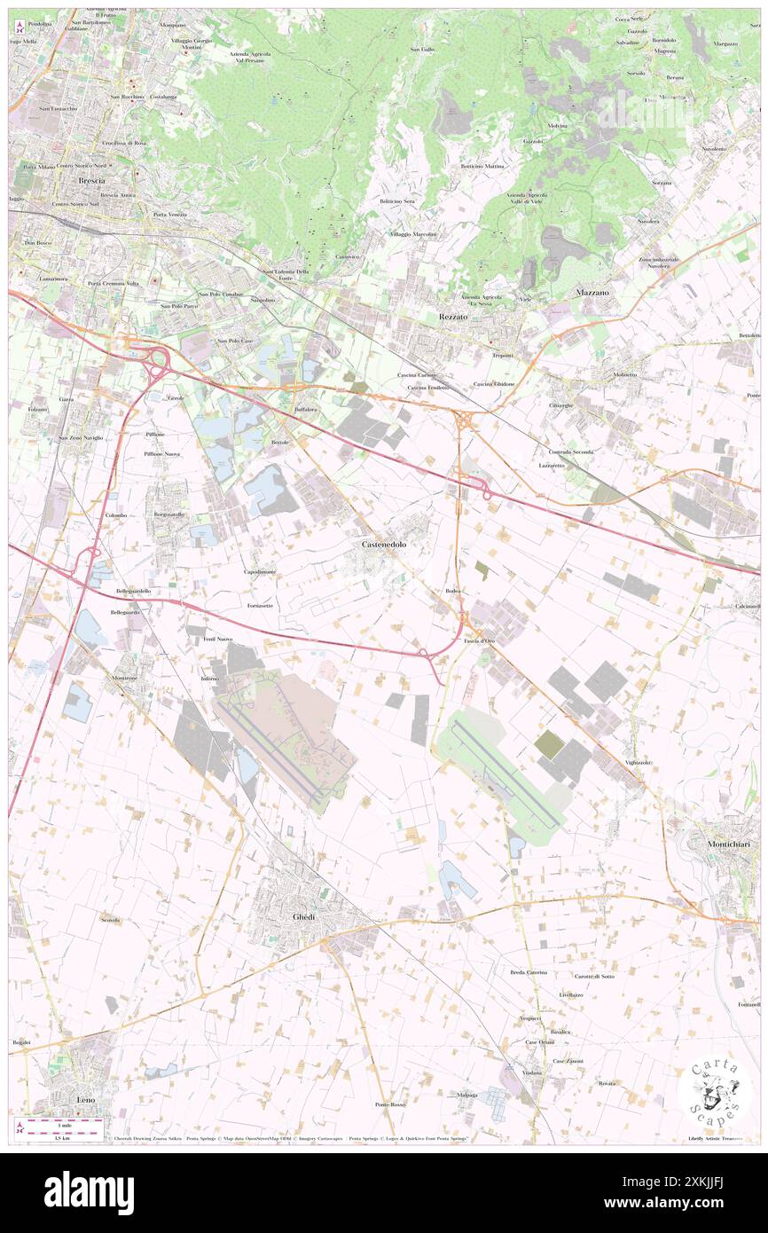 Castenedolo, Provincia di Brescia, IT, Italia, Lombardia, N 45 28' 10'', N 10 17' 44'', MAP, Cartascapes Map pubblicata nel 2024. Esplora Cartascapes, una mappa che rivela i diversi paesaggi, culture ed ecosistemi della Terra. Viaggia attraverso il tempo e lo spazio, scoprendo l'interconnessione del passato, del presente e del futuro del nostro pianeta. Foto Stock