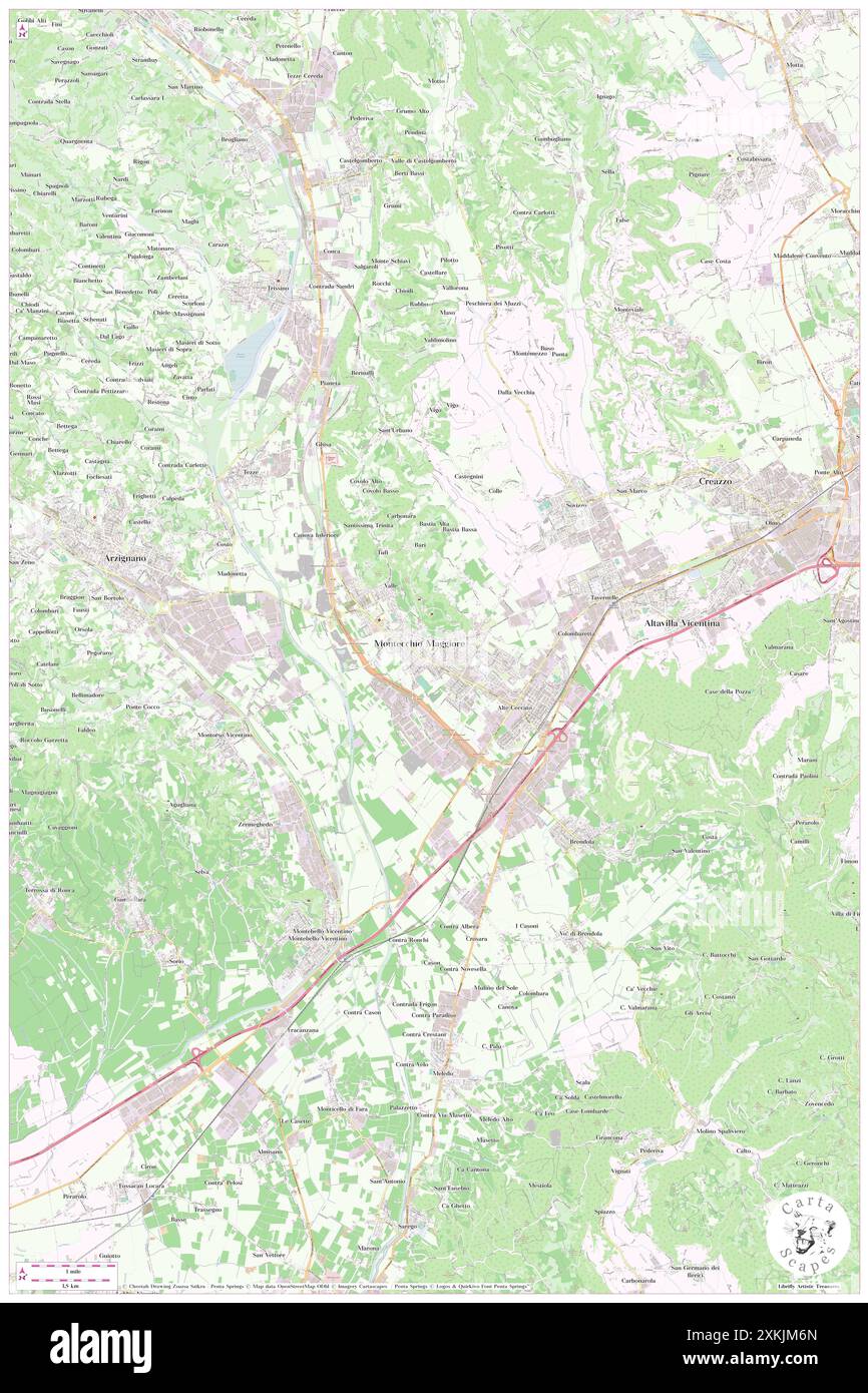 Montecchio maggiore-alte Ceccato, Provincia di Vicenza, IT, Italia, Veneto, N 45 30' 13'', N 11 24' 43''', MAP, Cartascapes Map pubblicata nel 2024. Esplora Cartascapes, una mappa che rivela i diversi paesaggi, culture ed ecosistemi della Terra. Viaggia attraverso il tempo e lo spazio, scoprendo l'interconnessione del passato, del presente e del futuro del nostro pianeta. Foto Stock