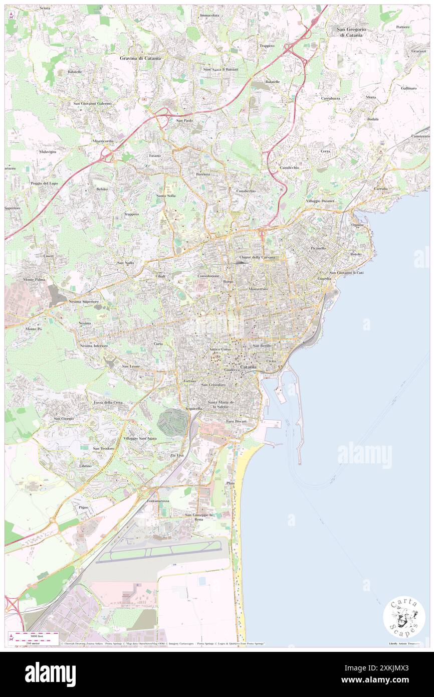 Crociferi B&B, Catania, IT, Italia, Sicilia, N 37 30' 35'', N 15 4' 48'', MAP, Cartascapes Map pubblicata nel 2024. Esplora Cartascapes, una mappa che rivela i diversi paesaggi, culture ed ecosistemi della Terra. Viaggia attraverso il tempo e lo spazio, scoprendo l'interconnessione del passato, del presente e del futuro del nostro pianeta. Foto Stock