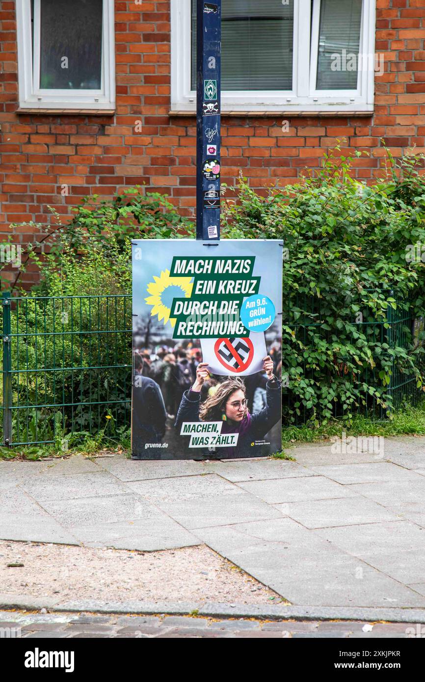 Mach Nazis ein Kreuz durch die Rechnung. Machen, era zählt. Die Grünen manifesto elettorale europeo ad Amburgo, Germania. Foto Stock