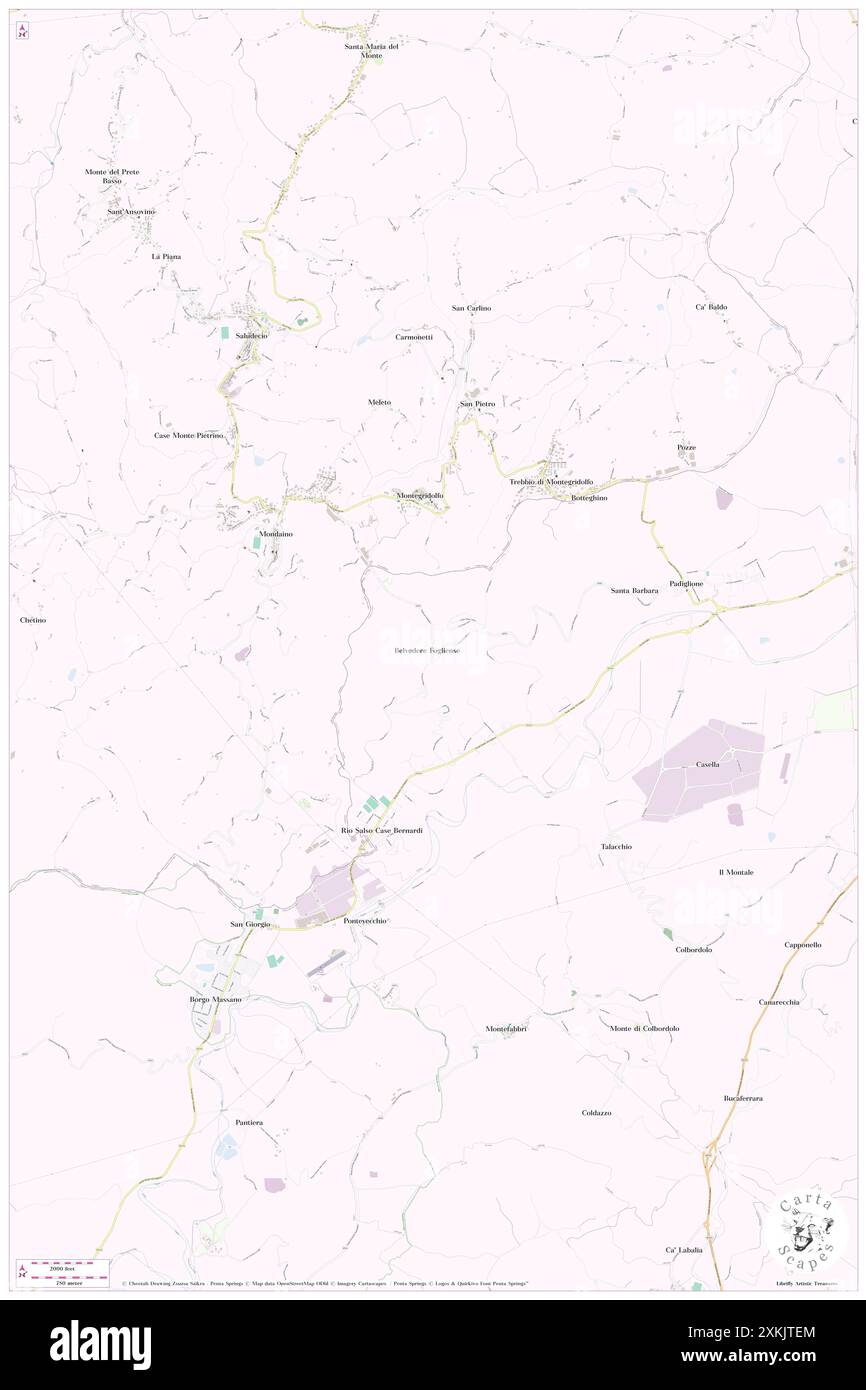 Belvedere Fogliense, Provincia di Pesaro e Urbino, IT, Italia, le Marche, N 43 50' 44'', N 12 41' 24''', mappa, Cartascapes Mappa pubblicata nel 2024. Esplora Cartascapes, una mappa che rivela i diversi paesaggi, culture ed ecosistemi della Terra. Viaggia attraverso il tempo e lo spazio, scoprendo l'interconnessione del passato, del presente e del futuro del nostro pianeta. Foto Stock