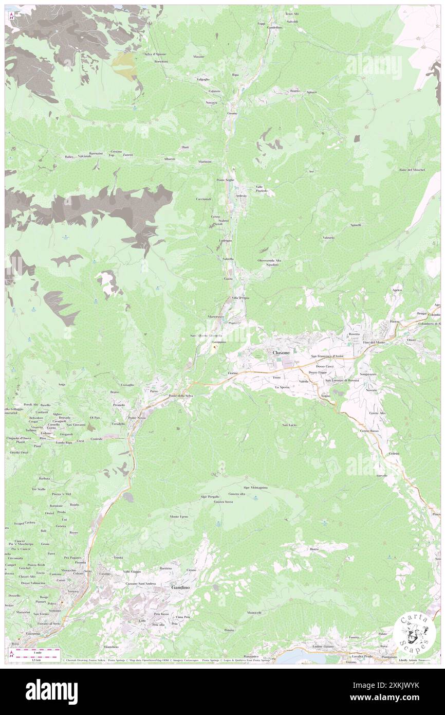 Piario, Provincia di Bergamo, IT, Italia, Lombardia, N 45 53' 47'', N 9 55' 38'', MAP, Cartascapes Map pubblicata nel 2024. Esplora Cartascapes, una mappa che rivela i diversi paesaggi, culture ed ecosistemi della Terra. Viaggia attraverso il tempo e lo spazio, scoprendo l'interconnessione del passato, del presente e del futuro del nostro pianeta. Foto Stock