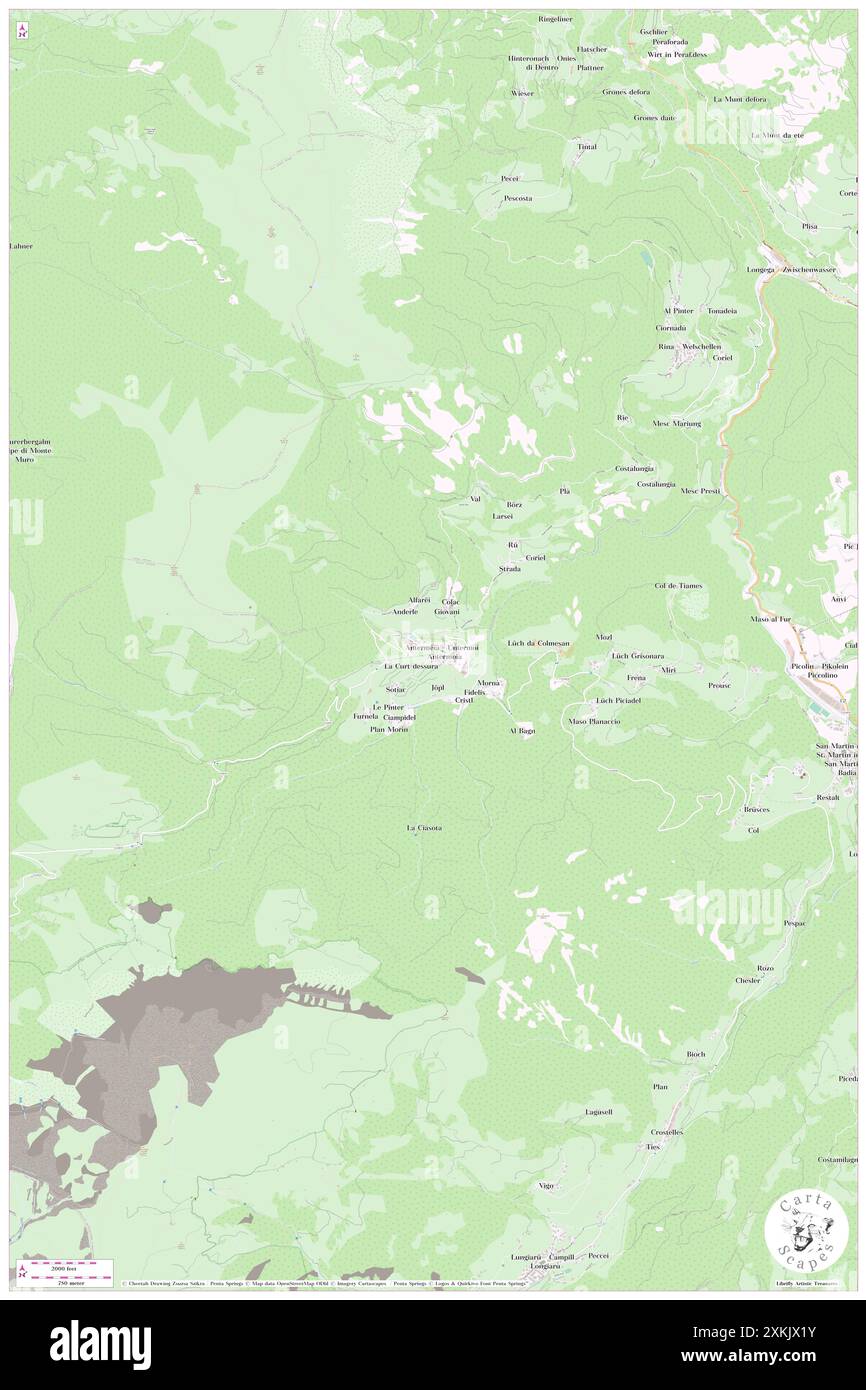 Antermoia, Bolzano, IT, Italia, Trentino-alto Adige, N 46 41' 27'', N 11 50' 57'', MAP, Cartascapes Map pubblicata nel 2024. Esplora Cartascapes, una mappa che rivela i diversi paesaggi, culture ed ecosistemi della Terra. Viaggia attraverso il tempo e lo spazio, scoprendo l'interconnessione del passato, del presente e del futuro del nostro pianeta. Foto Stock