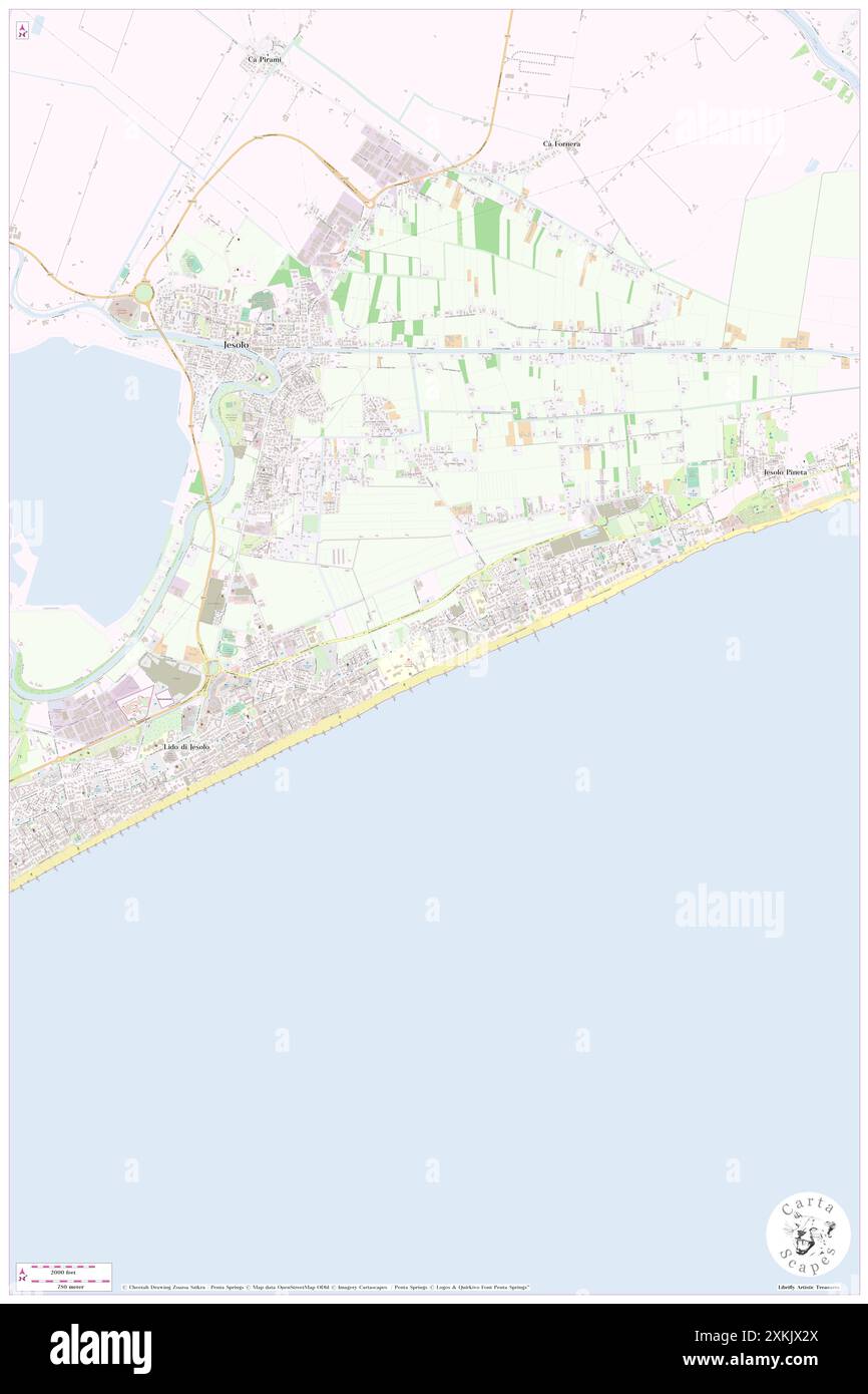 Hotel Adriatic Lido di Jesolo, Provincia di Venezia, IT, Italia, Veneto, N 45 30' 40'', N 12 39' 42'', MAP, Cartascapes Map pubblicata nel 2024. Esplora Cartascapes, una mappa che rivela i diversi paesaggi, culture ed ecosistemi della Terra. Viaggia attraverso il tempo e lo spazio, scoprendo l'interconnessione del passato, del presente e del futuro del nostro pianeta. Foto Stock