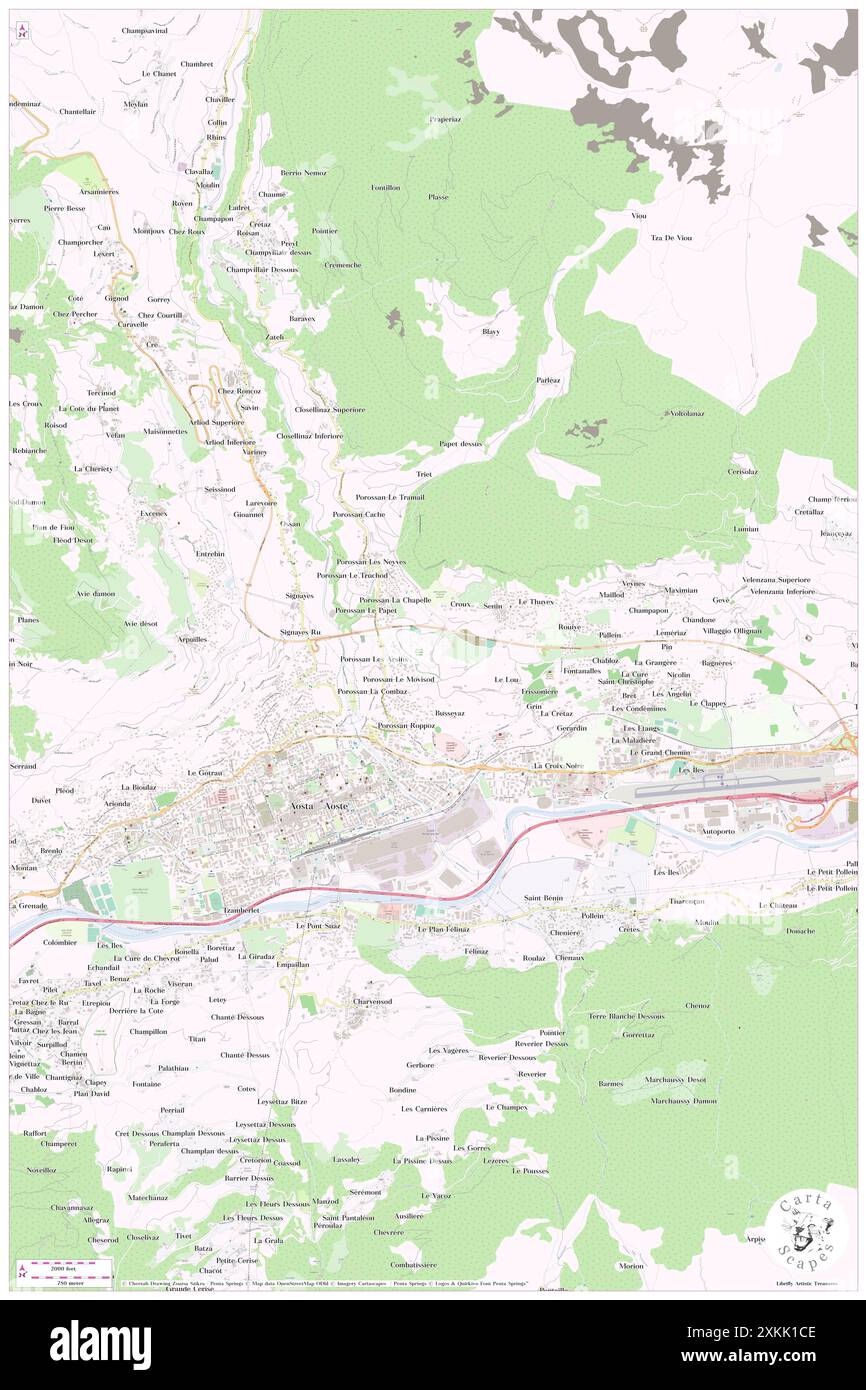 Valle d'Aosta, IT, Italia, Valle d'Aosta, N 45 45' 0'', N 7 19' 59'', mappa, Cartascapes Mappa pubblicata nel 2024. Esplora Cartascapes, una mappa che rivela i diversi paesaggi, culture ed ecosistemi della Terra. Viaggia attraverso il tempo e lo spazio, scoprendo l'interconnessione del passato, del presente e del futuro del nostro pianeta. Foto Stock