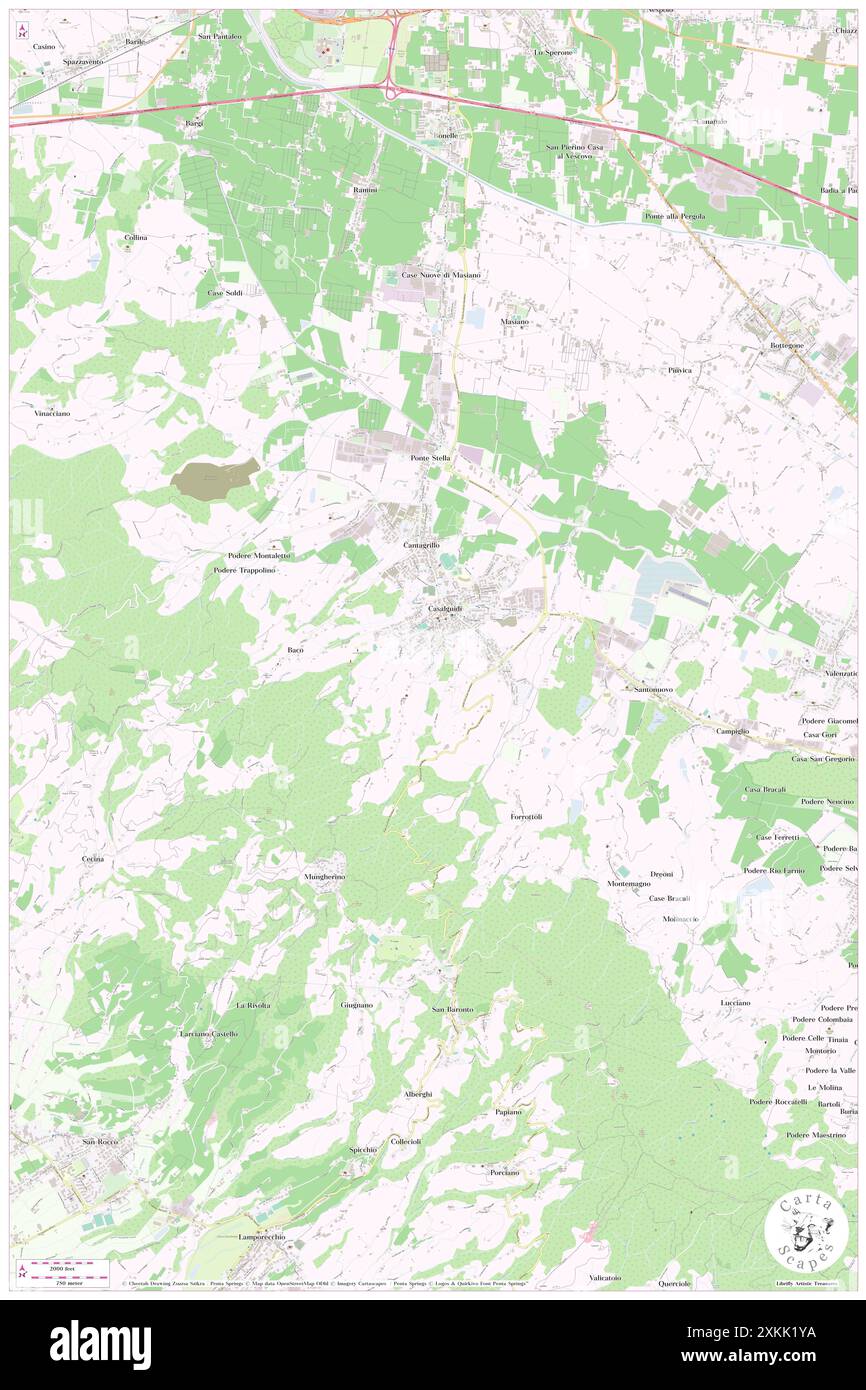 Cantagrillo, Provincia di Pistoia, IT, Italia, Toscana, N 43 52' 0'', N 10 55' 0'', MAP, Cartascapes Map pubblicata nel 2024. Esplora Cartascapes, una mappa che rivela i diversi paesaggi, culture ed ecosistemi della Terra. Viaggia attraverso il tempo e lo spazio, scoprendo l'interconnessione del passato, del presente e del futuro del nostro pianeta. Foto Stock