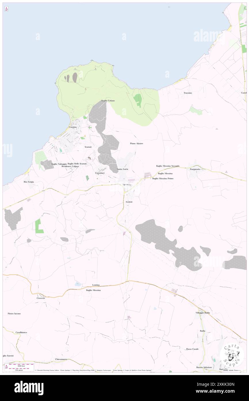 Sperone, Trapani, IT, Italia, Sicilia, N 38 4' 24''', N 12 41' 7'', MAP, Cartascapes Map pubblicata nel 2024. Esplora Cartascapes, una mappa che rivela i diversi paesaggi, culture ed ecosistemi della Terra. Viaggia attraverso il tempo e lo spazio, scoprendo l'interconnessione del passato, del presente e del futuro del nostro pianeta. Foto Stock