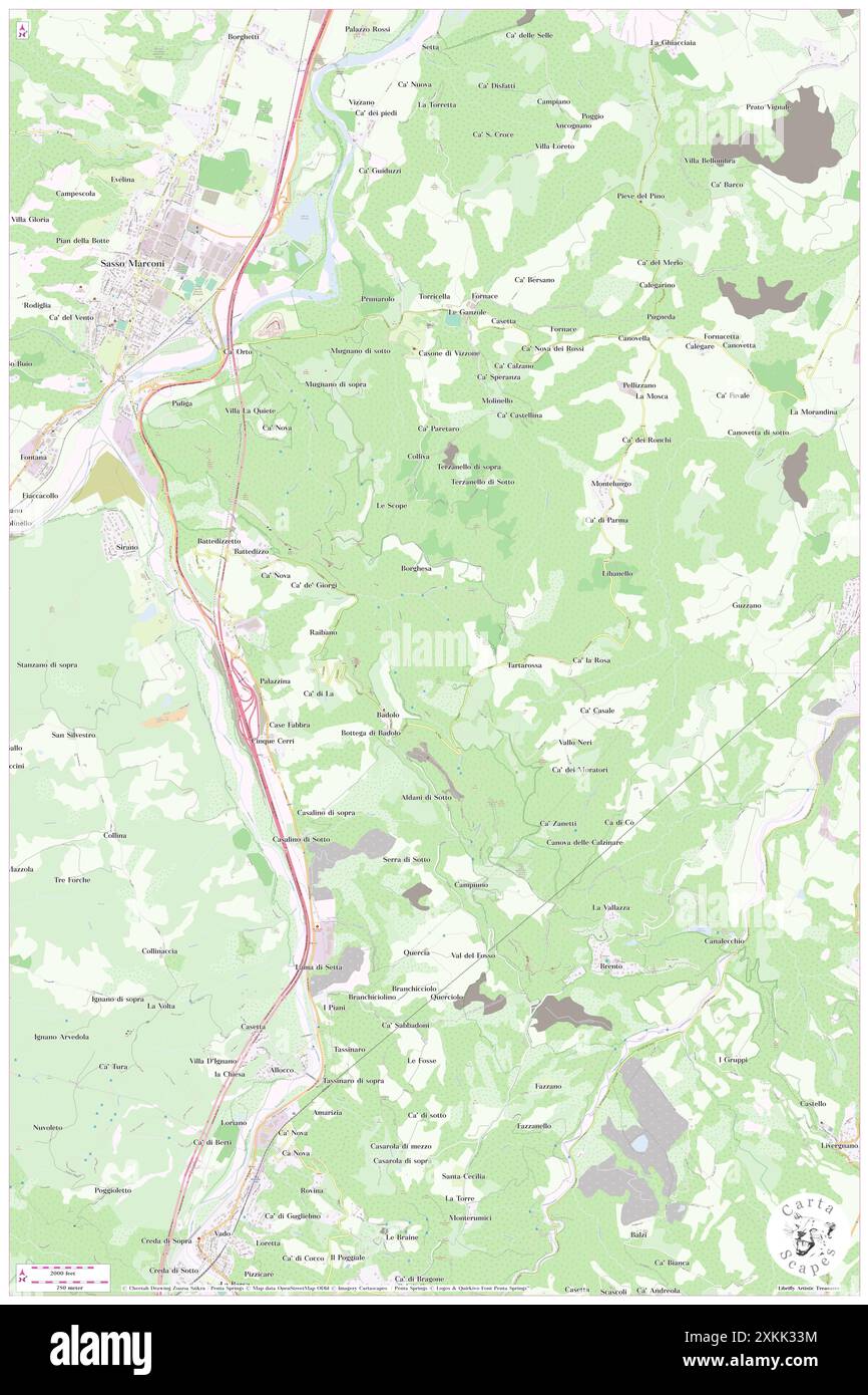 Badolo, Bologna, IT, Italia, Emilia-Romagna, N 44 22' 0'', N 11 16' 59'', MAP, Cartascapes Map pubblicata nel 2024. Esplora Cartascapes, una mappa che rivela i diversi paesaggi, culture ed ecosistemi della Terra. Viaggia attraverso il tempo e lo spazio, scoprendo l'interconnessione del passato, del presente e del futuro del nostro pianeta. Foto Stock