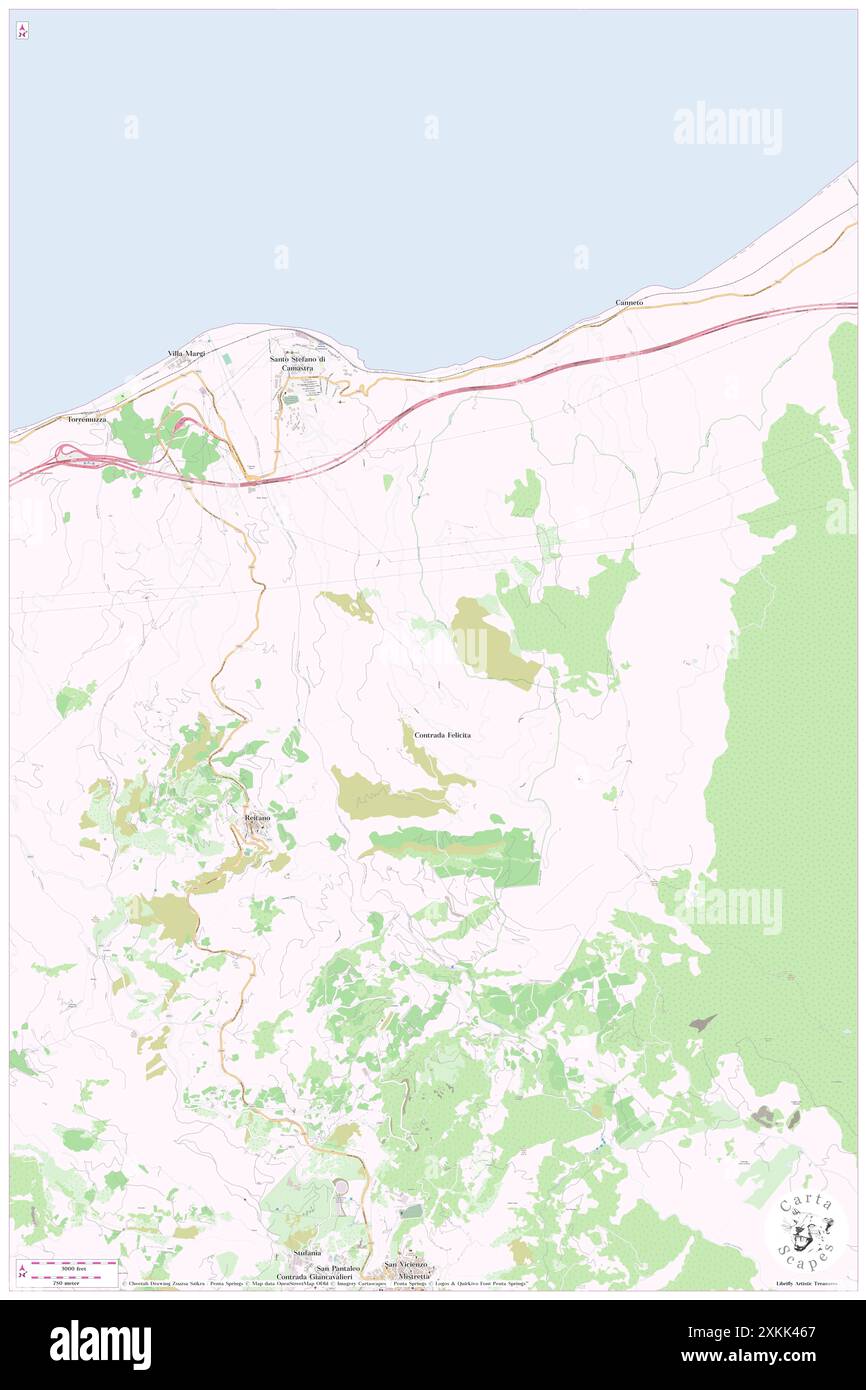 Santo Stefano di Camastra, Messina, IT, Italia, Sicilia, N 38 0' 46'', N 14 21' 5'', MAP, Cartascapes Map pubblicata nel 2024. Esplora Cartascapes, una mappa che rivela i diversi paesaggi, culture ed ecosistemi della Terra. Viaggia attraverso il tempo e lo spazio, scoprendo l'interconnessione del passato, del presente e del futuro del nostro pianeta. Foto Stock