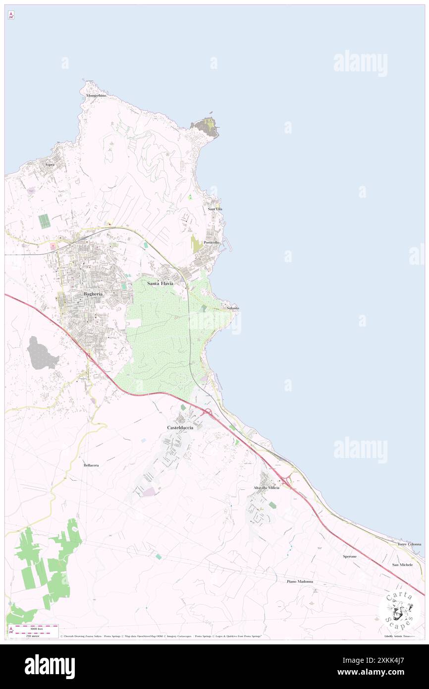 Solanto, Palermo, IT, Italia, Sicilia, N 38 4' 26'', N 13 32' 18'', MAP, Cartascapes Map pubblicata nel 2024. Esplora Cartascapes, una mappa che rivela i diversi paesaggi, culture ed ecosistemi della Terra. Viaggia attraverso il tempo e lo spazio, scoprendo l'interconnessione del passato, del presente e del futuro del nostro pianeta. Foto Stock