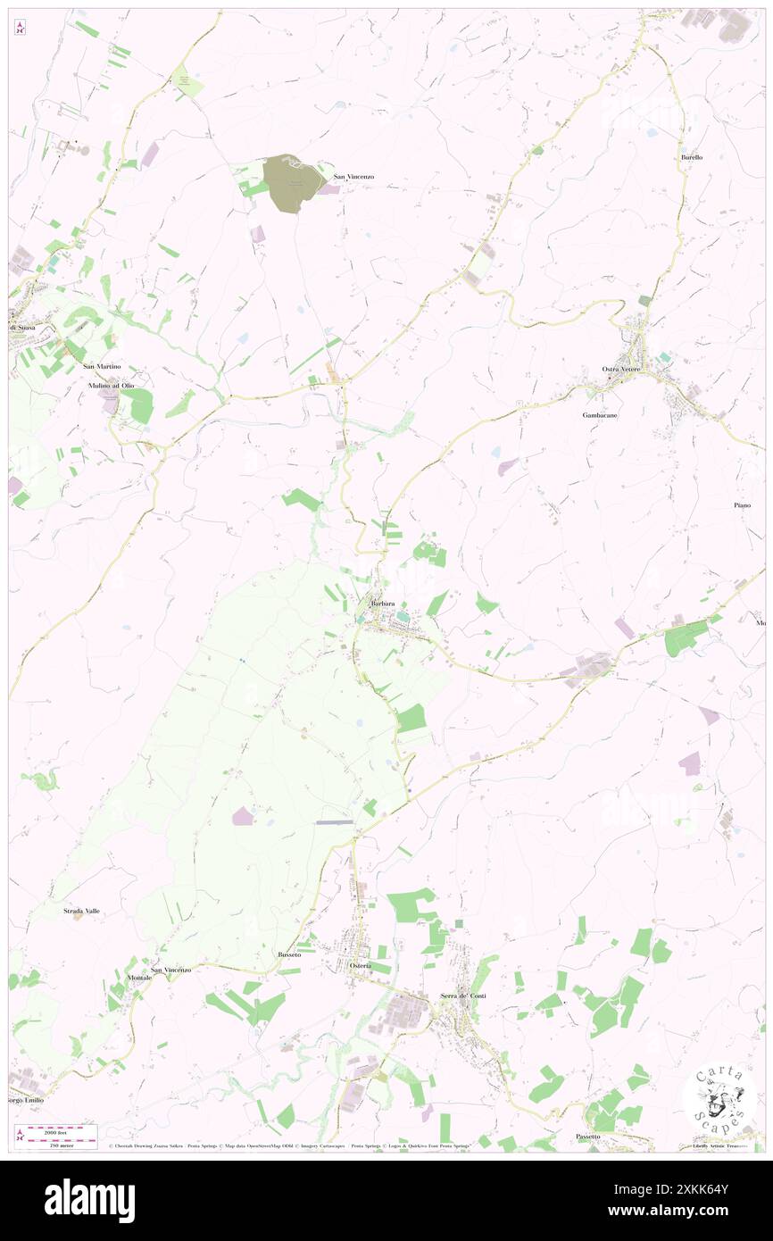 Barbara, Provincia di Ancona, IT, Italia, le Marche, N 43 34' 49'', N 13 1' 38'', MAP, Cartascapes Map pubblicata nel 2024. Esplora Cartascapes, una mappa che rivela i diversi paesaggi, culture ed ecosistemi della Terra. Viaggia attraverso il tempo e lo spazio, scoprendo l'interconnessione del passato, del presente e del futuro del nostro pianeta. Foto Stock