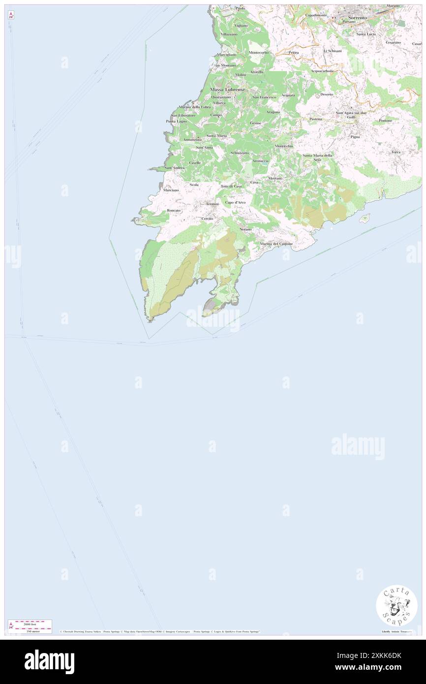 Scoglio penna, IT, Italia, Campania, N 40 34' 9'', N 14 20' 23''', mappa, Cartascapes Mappa pubblicata nel 2024. Esplora Cartascapes, una mappa che rivela i diversi paesaggi, culture ed ecosistemi della Terra. Viaggia attraverso il tempo e lo spazio, scoprendo l'interconnessione del passato, del presente e del futuro del nostro pianeta. Foto Stock